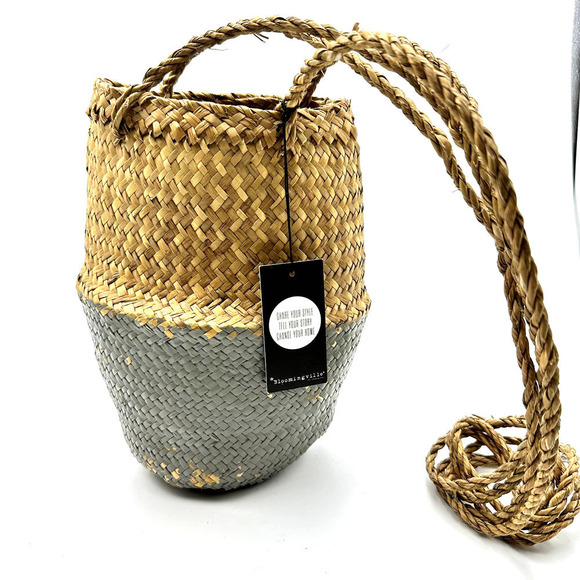 Bloomingville Natural Light Grey Hanging Planter Basket - Picture 2 of 7